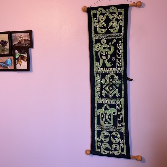 Caribelle Batik Wall hanging Wood Wire hanger Monkey Batik Print - Picture 1 of 14